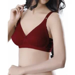 maroon lotus cotton non padded cross over style wirefree bra